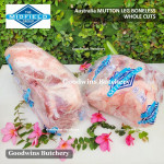 Mutton LEG BONELESS paha domba frozen Australia MIDFIELD half 1/2 cuts +/- 1.8 kg (price/kg)